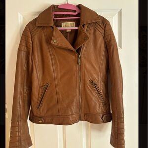 Michael Kors: brown leather jacket, 100% leather shell M